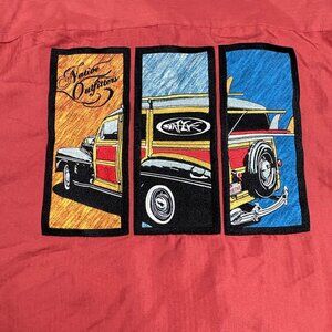 Native Outfitters Woody Wagon Surf Shirt Mens L Red Button Front
